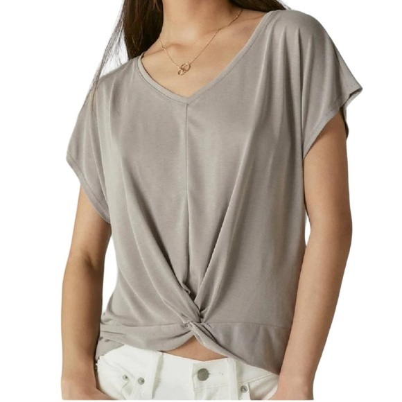 Lucky Brand Sandwash Twist Front Tee. Taupe Size S #1369 - Picture 1 of 8